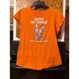 Jim Benton Its Happy Bunny Orange Halloween Graphic Tee Shirt Womens XXL Junior
